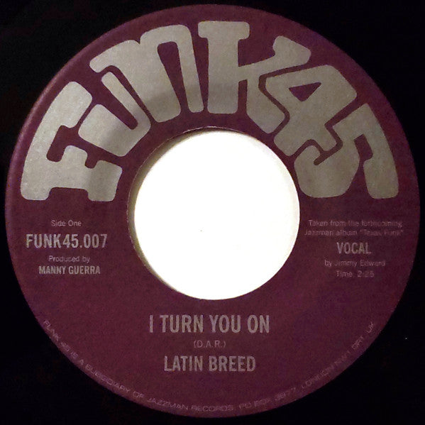 Image of Front Cover of 7" - /EX - LATIN BREED, I Turn You On / Hard To Handle (Funk45; FUNK45.007, UK 2002, Plain Sleeve), ,  - 3526137E