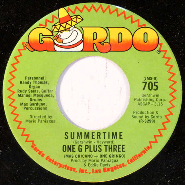 Image of Front Cover of 7" - /EX - ONE G PLUS THREE, Summertime / Poquito Soul (Gordo; 705, US 1970, Plain Sleeve), ,  - 2956055S