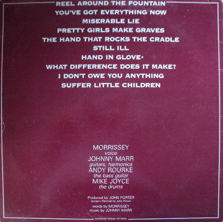 Image of Back Cover of LP - EX/VG - THE SMITHS, The Smiths (Rough Trade - Grey Labels, Stencilled Logo; ROUGH 61, UK 1984, The Smiths In Dark Grey Text, Inner), Strong VG,  - 2526177E