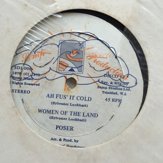 Image of Front Cover of 12" - /G+ - POSER, Rock Party / Ah Fus It Cold / Woman Of The Top (Semp Production; SD1-006, Trinidad 1978, Company Sleeve), Crackle from press and light marks. Clean labels, in company sleeve.,  - 3046114S