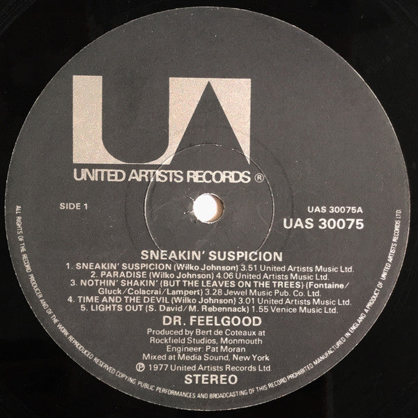 Image of Label Cover of 4014005C: LP - DR FEELGOOD, Sneakin' Suspicion (UA; UAS30075, UK 1977) Light marks and sticker wear to sleeve  G+/G+