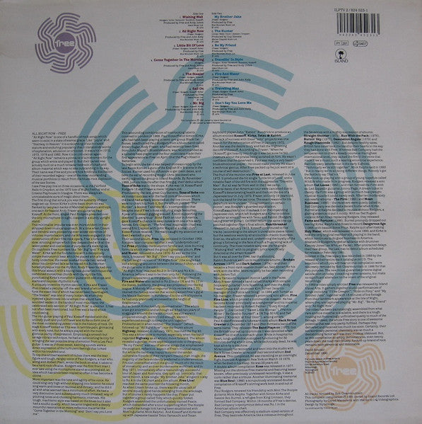 Image of Back Cover of LP - VG/G+ - FREE, The Best Of Free (All Right Now) (Island Records; ILPTV 2 824 523-1, UK 1991, Inner), Light Marks only.,  - 2316104C