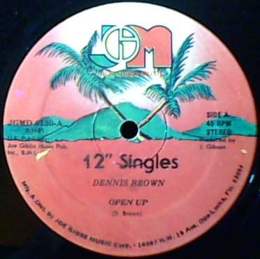 Image of Front Cover of 3314227C: 12" - DENNIS BROWN, Open Up / Due Season (Joe Gibbs Music; JGMD8130, US 1981) Lots of light marks to vinyl but plays well with minimal surface noise!  /G