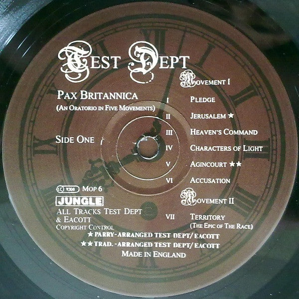 Image of Label Cover of LP - VG/VG+ - TEST DEPT., Pax Britannica (Ministry Of Power; MOP6, UK 1991, Inner ), Strong VG+, Split Seam,  - 2826063E