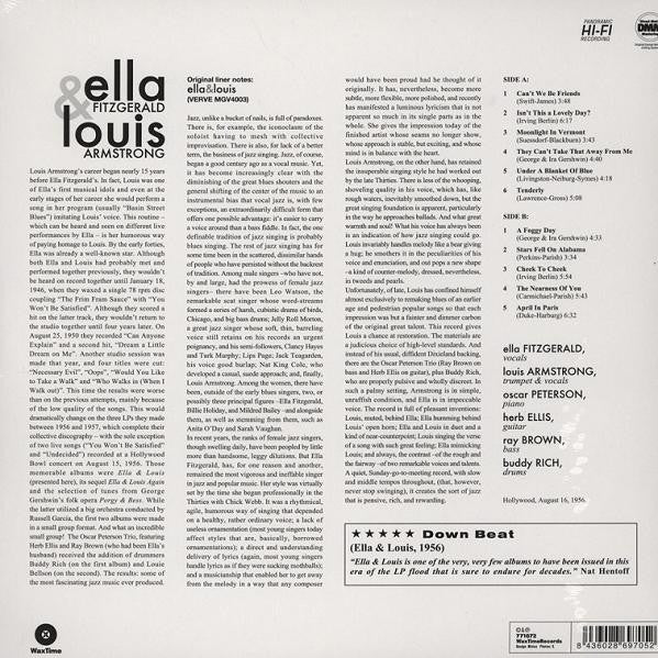 Image of Back Cover of LP - VG/VG - ELLA FITZGERALD AND LOUIS ARMSTRONG, Ella and Louis (Wax Time; 771672, Europe 2010 Reissue, 180g Vinyl), Hairlines. 5cm seam split to top edge.,  - 3646446S