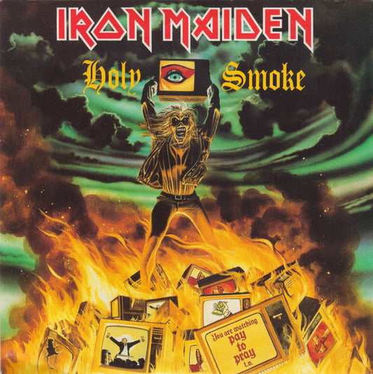 Image of Front Cover of 4715274C: 7" - IRON MAIDEN, Holy Smoke  (EMI; EM 153, UK 1990, Picture Sleeve, Paper Labels)   VG+/VG+