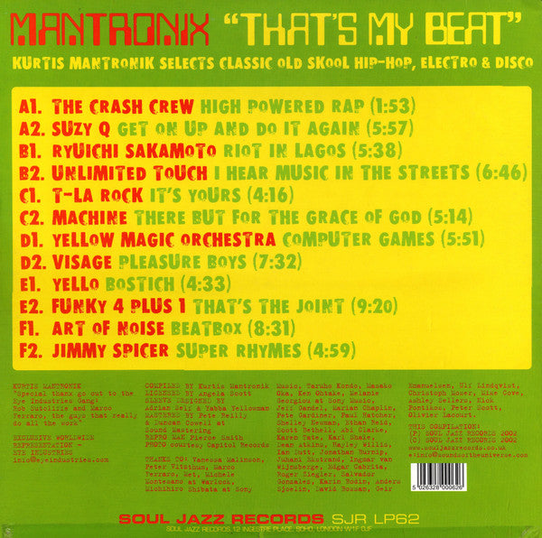 Image of Back Cover of 3xLP - VG/VG+ - MANTRONIX, That's My Beat (Soul Jazz Records; SJR LP62, UK 2002, 3 Inners), ,  - 4426053E