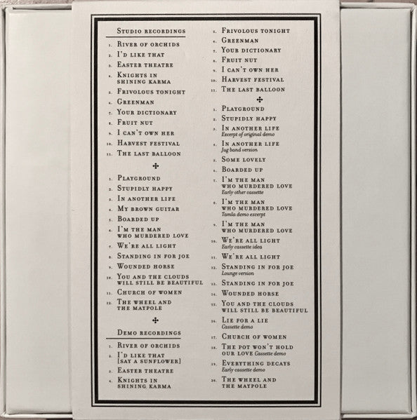 Image of Back Cover of 4xCD - G+/VG+ - XTC, Apple Box (Spectrum Music ; 060075344463 , UK 2005, Box Set, Booklet.), Discoloured, Stained Box. , 4CD Set compiling the 54 tracks from Apple Venus + Wasp Star and their respective Demo albums Homespun and Homegrown.Includes 64 page book of lyrics and notes.  - 1216529C