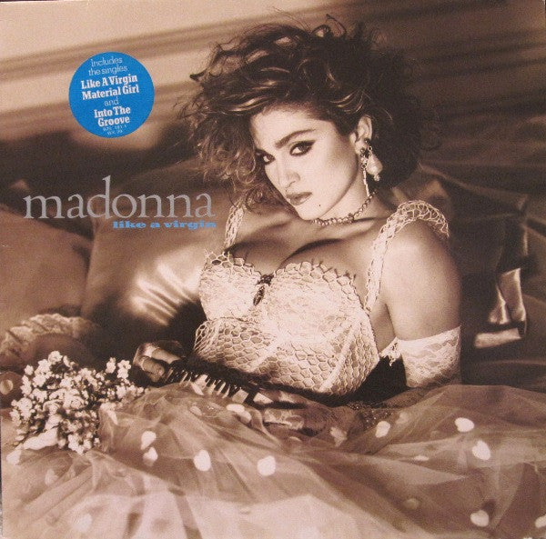 Image of Front Cover of 1924016E: LP - MADONNA, Like A Virgin (Sire; 925 181-1, Europe 1985 Reissue, Inner, RSA Pressing, MASTERDISK Runout. With Into the Groove B1. GEMA/BIEM Box)   VG/VG