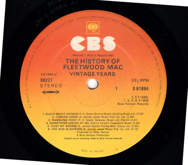 Image of Label Cover of 2914186C: 2xLP - FLEETWOOD MAC, History of (CBS; 88227, UK 1975, Gatefold)   VG+/VG+