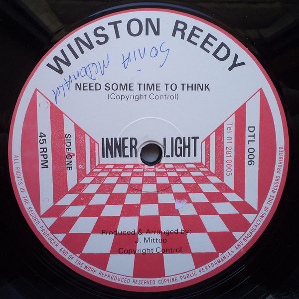 Image of Front Cover of 4844578S: 12" - WINSTON  REEDY , Need Some Time To Think  / Message To Father (Inner Light ; DTL006, Jamaica )   /VG+