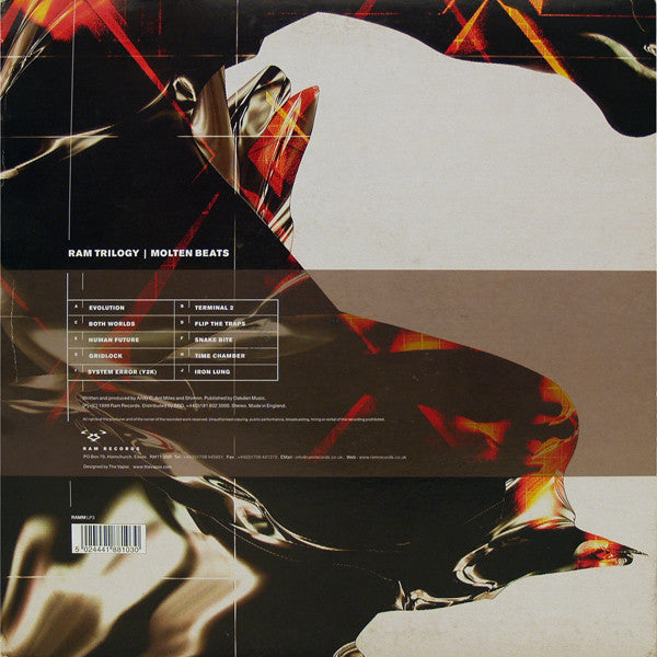 Image of Back Cover of 5x12" - G/VG - RAM TRILOGY, Molten Beats (RAM Records; RAMM LP3, UK 1999, Box Set, Inners), Light hairlines only. Sleeve is largely intact, but 2 tears & edgewear.,  - 2726010E