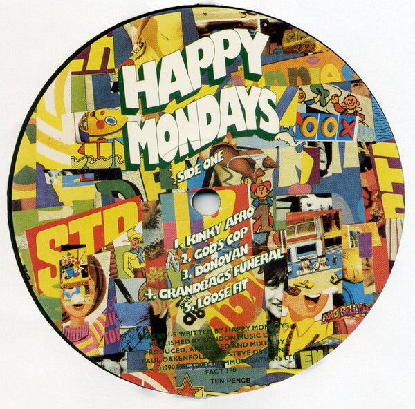 Image of Label Cover of 4945022S: LP - HAPPY MONDAYS, Pills 'N' Thrills And Bellyaches (Factory ; FACT 320, UK 1990 Reissue, Inner) Light scratches and hairlines, edge wear  VG/VG