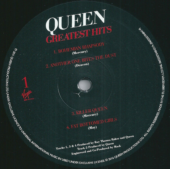 Image of Label Cover of 2xLP - NEW/NEW - QUEEN, Greatest Hits (Virgin EMI Records; 5704841, Europe 2016 Reissue, Gatefold, 2 Inners, 180 Gram Vinyl), ,  - 2416314C
