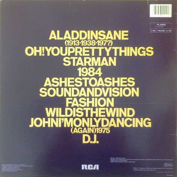 Image of Back Cover of LP - VG/VG - DAVID BOWIE, ChangesTwoBowie (RCA International Black; PL84202, Germany 1983, Inner), ,  - 2526364E