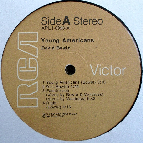 Image of Label Cover of LP - VG/VG - DAVID BOWIE, Young Americans (RCA Tan; RS 1006, US 1975, Textured Sleeve, Indianapolis Pressing), ,  - 2826237E