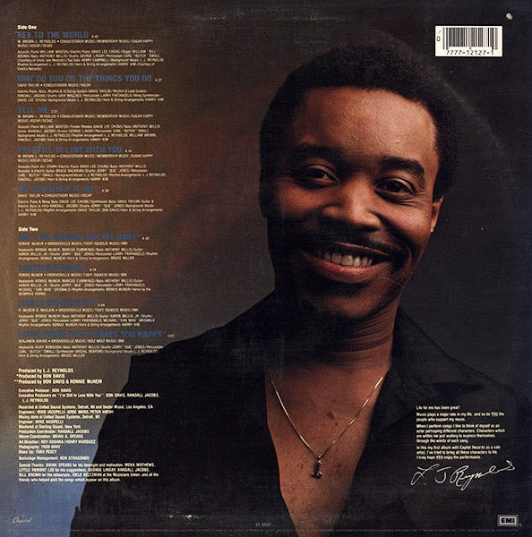 Image of Back Cover of LP - VG/VG - L.J. REYNOLDS, L.J. Reynolds (Capitol; ST-12127, US 1981), Patch on run-in which is a little noisy. Sleeve still in shrink.,  - 2316240C