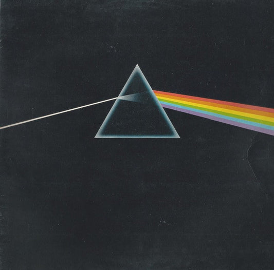 Image of Front Cover of 4744007S: LP - PINK FLOYD, The Dark Side Of The Moon (Harvest Black/Blue; SHVL 804, UK 1977 Reissue, Gatefold, 2 Posters, 2 Stickers, EMI on Label. 5th UK press) Immaculate copy, looks unplayed, in (opened) shrinkwrap with round hype sticker, 2 posters and 2 stickers are perfect  VG+/VG+