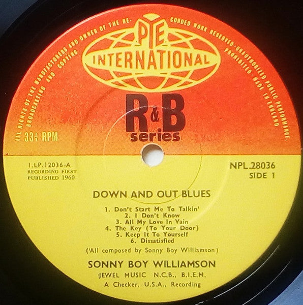 Image of Label Cover of LP - VG+/VG+ - SONNY BOY WILLIAMSON, Down and Out Blues (Pye; NPL 28036, UK 1964, Laminated Flipback Sleeve, Mono), ,  - 2826196E