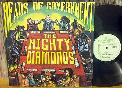 Image of Label Cover of LP - VG/VG - THE MIGHTY DIAMONDS, Heads Of Government (Revolutionary Sounds; , Jamaica 1982), Light marks, bit of background. Spine damage on sleeve, wear to the opening.,  - 3646144S