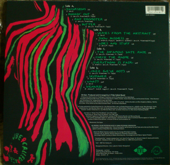 Image of Back Cover of 0215214C: 2xLP - TRIBE CALLED QUEST, The Low End Theory  (Jive; 01241-41418-1, US 1996 Reissue, Remastered, B&W Label) Strong G+ discs have light marks only.  VG/G+