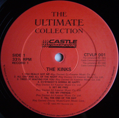 Image of Back Cover of 2xLP - VG/G+ - THE KINKS, The Ultimate Collection (Castle; CTVLP001, UK 1990, Red Gatefold, Red labels), ,  - 4326290E