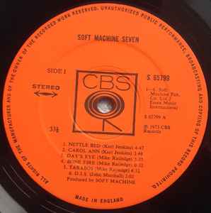 Image of Label Cover of LP - VG/VG - SOFT MACHINE, Seven (CBS Orange (33 1/3 On Label); 65799, UK 1973, Gatefold, Company Inner, A1 / B1), Strong VG,  - 2816220C