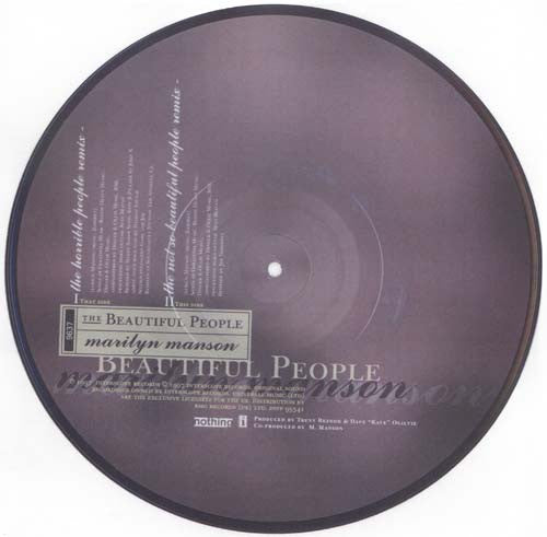 Image of Back Cover of 10" - VG/VG - MARILYN MANSON, The Beautiful People (Nothing Records; INVP95541, UK 1997, Picture Disc), ,  - 3126013E