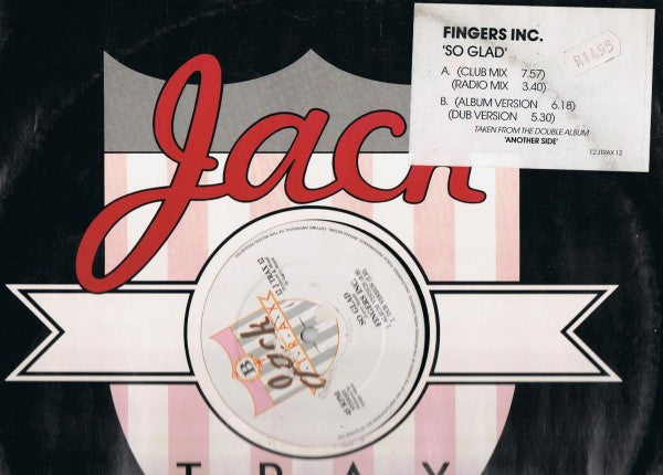 Image of Front Cover of 2023295E: 12" - FINGERS INC, So Glad (Jack Trax; 12 JTRAX 12, UK 1988, Company Sleeve) Strong VG  VG/VG