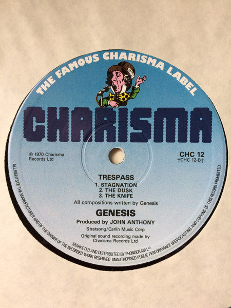 Image of Label Cover of LP - VG+/VG+ - GENESIS, Trespass (Charisma Blue; CHC 12, UK 1983 Reissue, Gatefold Sleeve), ,  - 1526053E