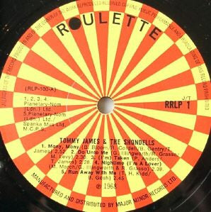 Image of Label Cover of LP - VG/G+ - TOMMY JAMES AND THE SHONDELLS, Mony Mony (Roulette  ; RRLP 1 , UK 1968, Laminated Sleeve, Mono), Light Marks only.,  - 2316109C
