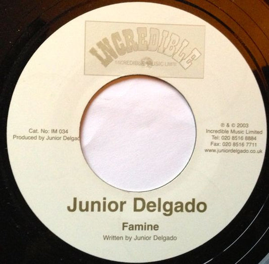 Image of Front Cover of 0724241E: 7" - JUNIOR DELGADO, Famine (Incredible Music; IM 034, UK 2003 Reissue)   /VG+