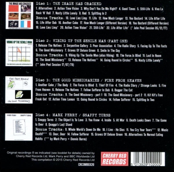 Image of Back Cover of 4xCD - VG+/VG+ - ALTERNATIVE T.V., Viva La Rock 'N' Roll (Cherry Red; CRCDMBOX20, UK 2015, Clamshell Box Set, Booklet), ,  - 3216267C