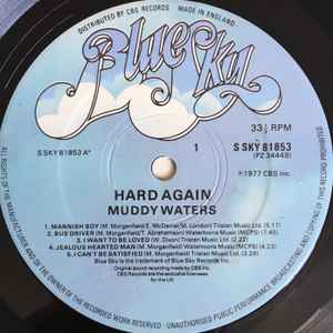 Image of Label Cover of LP - VG/VG - MUDDY WATERS, Hard Again (Blue Sky; SKY 81853, UK 1977), Light creasing to sleeve.  ,  - 2826273E