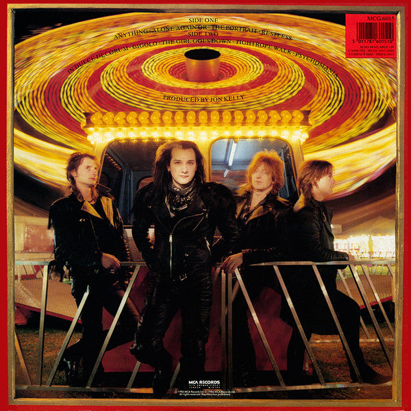 Image of Back Cover of LP - VG/G+ - THE DAMNED, Anything (MCA; MCG 6015, UK 1986, Gatefold Pop Up Sleeve, Inner), Side one strong VG, Side 2 has lot of light scuffy marks, working sleeve,  - 3616083C