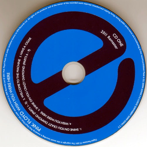 Image of Label Cover of 2xCD - VG+/VG - PINK FLOYD, Wish You Were Here (EMI; 50999 029450 2 6, UK 2011 Reissue, Triple Card Sleeve In Outer Card Sleeve), Disc on has a mark, plays fine ,  - 2636071E