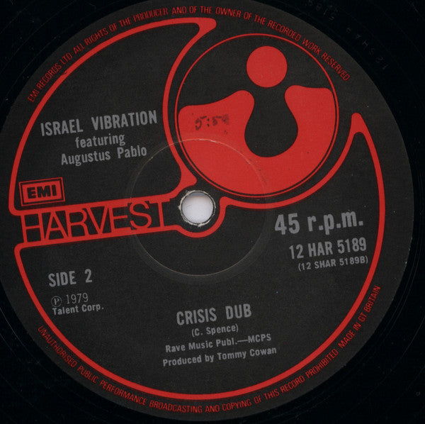 Image of Back Cover of 2514409C: 12" - ISRAEL VIBRATION, Crisis (Harvest; 12 HAR 5189, UK 1979) Light marks only, plays above grade.  /VG