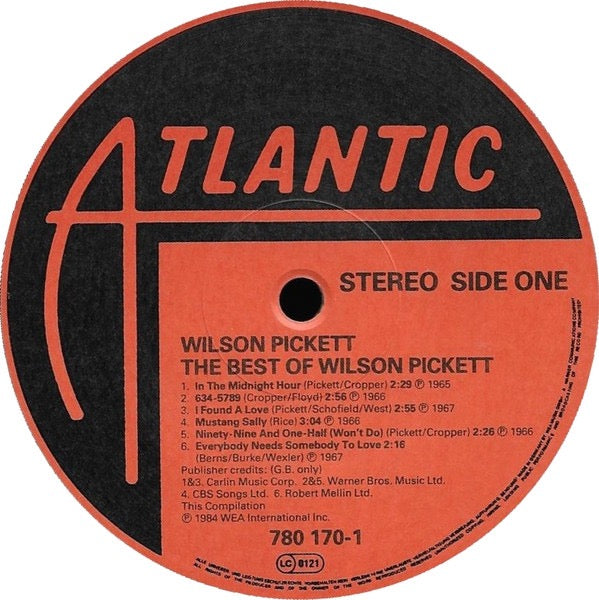 Image of Label Cover of LP - VG/VG+ - WILSON PICKETT, Best Of (Atlantic; 780 170 1, Germany 1984), ,  - 1516174C
