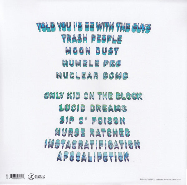 Image of Back Cover of LP - VG+/VG+ - CHERRY GLAZERR, Apocalipstick (Secretly Canadian; SC345, US 2017, Inner, Red And White Splatter Vinyl), ,  - 0926186E