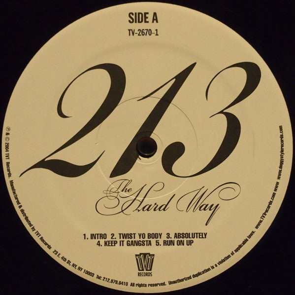 Image of Label Cover of 4644238S: 2xLP - 213, Hard Way (TVT Records; TVT2670-1, US 2004) Cover is intact and clean and has edge wear, loading edge is scuffed, sharpie line through barcode. Clean discs, only a few surface lines on side D.  VG/VG+