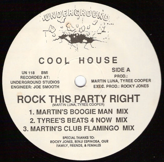 Image of Front Cover of 12" - /VG - COOL HOUSE, Rock This Party Right (Underground; UN 118, US 1988), ,  - 3246201S