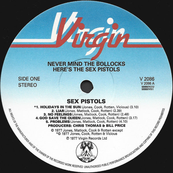 Image of Label Cover of LP - VG+/M - SEX PISTOLS, Never Mind The Bollocks Here's The Sex Pistols (Virgin; V 2086, UK 2007 Reissue, Hype Stickered Sleeve, Poster, With Single Sided 7'', 30th Anniversary Edition), STILL SEALED. Minor Dent in Sleeve Opening,  - 2926045E