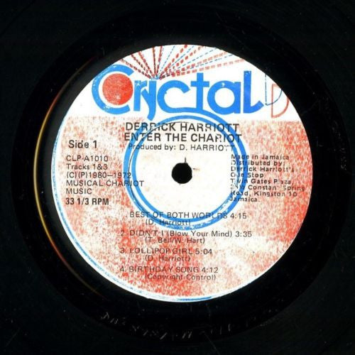 Image of Label Cover of LP - VG/VG - DERRICK HARRIOTT, Enter The Chariot (Crystal; CLP 1010, Jamaica 1980), ,  - 4446252S