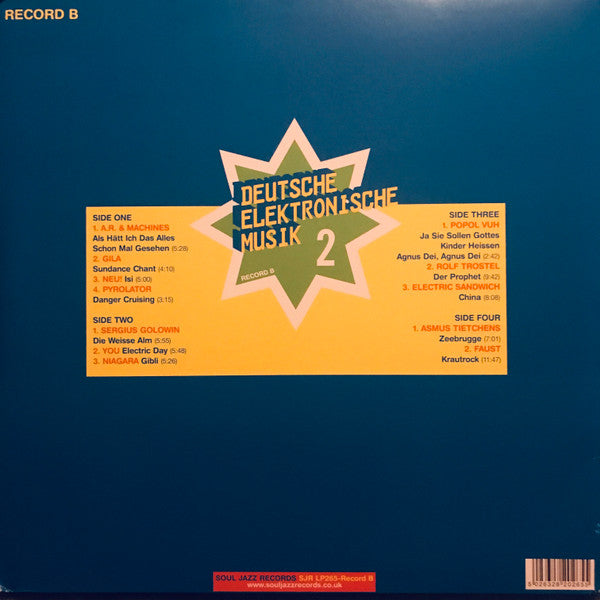 Image of Back Cover of 3244103S: 2xLP - VARIOUS, Deutsche Elektronische Musik 2 (Experimental German Rock And Electronic Musik 1971-83)(Record B) (Soul Jazz; SJR LP265, UK 2013, Gatefold) Light edge wear on sleeve. Very clean discs.  VG+/VG+