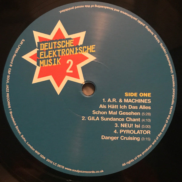 Image of Label of 3244103S: 2xLP - VARIOUS, Deutsche Elektronische Musik 2 (Experimental German Rock And Electronic Musik 1971-83)(Record B) (Soul Jazz; SJR LP265, UK 2013, Gatefold) Light edge wear on sleeve. Very clean discs.  VG+/VG+