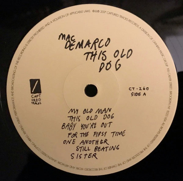 Image of Label Cover of LP - NEW/NEW - MAC DEMARCO, This Old Dog (Captured Tracks; CT-260, US 2017, Gatefold), , Mac DeMarco has spent the better part of his time thus far writing, recording and releasing an album of his own music pretty much every calendar flip.  This Old Dog  makes for his fifth in just over half a decade, bringing the total to three LPs and two EPs. - 2556161S