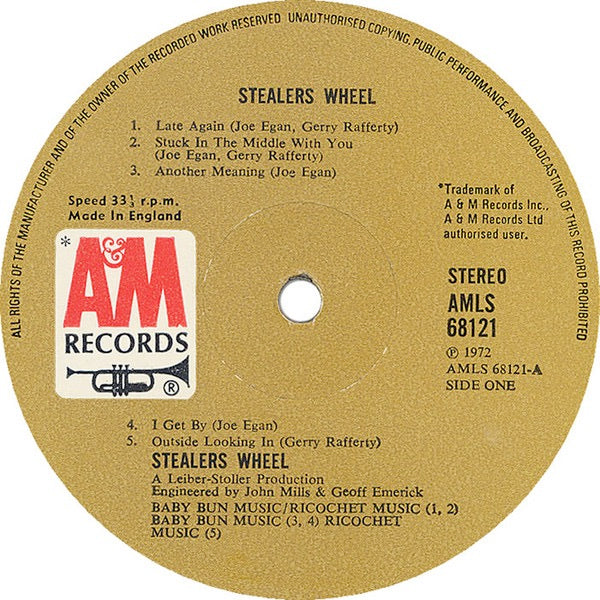 Image of Label Cover of LP - VG/VG - STEALERS WHEEL, Stealers Wheel (A&M; AMLS68121, UK 1972, Laminated Sleeve, A2 / B2 Matrix.), ,  - 3826028E