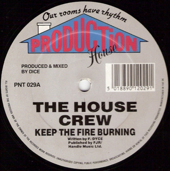Image of Back Cover of 12" - /G+ - THE HOUSE CREW, Keep The Fire Burning / Get Up (Production House; PNT029, UK 1991, Plain Sleeve), Lots of light hairlines, plays well though.,  - 3626069E