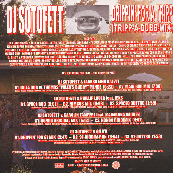 Image of Back Cover of 3214123C: 2x12" - DJ SOTOFETT, Drippin' For a Tripp (Trippa-Dub-Mix) (Honest Jons; HJP 74, UK 2015, Picture Sleeve)   VG/VG