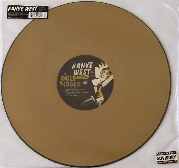 Image of Front Cover of 12" - VG/VG+ - KANYE WEST, Gold Digger (Roc-A-Fella Records; 9885696, Europe 2005, Stickered Plastic Sleeve, Gold Vinyl), , A1	Gold Digger (Album Version) (Explicit)A2	Gold Digger (Radio Version)B1	Diamonds From Sierra Leone (Remix)B2	We Can Make It Better - 4246366S